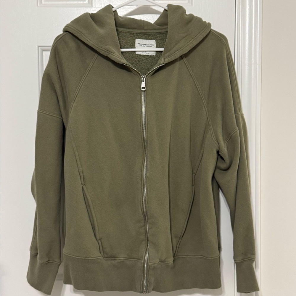 Olive Green Zip-Up Hoodie